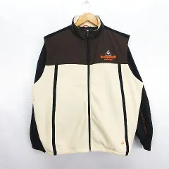 ルコックスポルティフ le coq sportif GOLF COLLECTION ダウンジャケット アウター 長袖 ジップアップ 切替 ロゴ L ブラウン×ベージュ×ブラック ※EKM