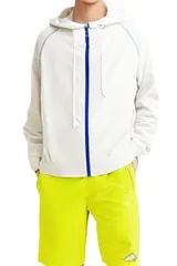 [MORE AUNI] 接触冷感 Q-MAX メンズ ラッシュガード 軽量 速乾 UPF50+ UVカット 長袖 指穴付き なつ summer 冬 着 ウインター あき ふゆ フユ ウィンター オチビ チビ 女子 [ホワイトｘブルー / 簡易包装版] [3L]