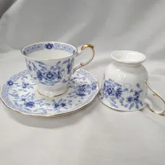 ☆NARUMI（ナルミ）「ミラノ」カップ＆ソーサー ＋カップ 1個 花をモチーフにした青い模様と、上品な金彩（ゴールド）の縁取り W098