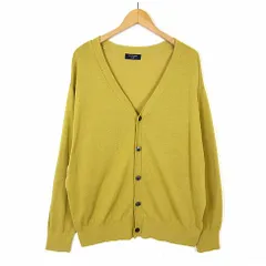 バックナンバー BACK NUMBER サラサラ DRY カーディガン 吸水速乾 UVカット サマーニット Vネック オーバーサイズ 長袖 XL マスタードイエロー 大きいサイズ