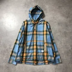 GQ5103◇SASSAFRAS : Leaf Pruner Shell Bud Half◇M◇ブルー系チェック柄 定価￥29700- ポケット付 プルオーバー フードシャツのサムネイル