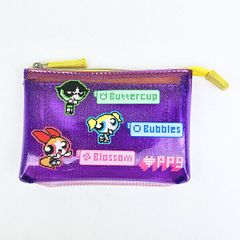 파워 퍼프 걸스 3 포켓 파우치 퍼플 화려한 픽셀 파워 퍼프
