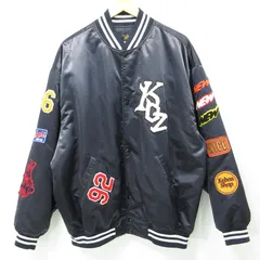 【三重本店】 中古 KEBOZ | ケボズ × FREAK'S STORE フリークスストア スタジャン ロゴワッペン中綿ジャケット ブルゾン 214-1579 ネイビー サイズ：XL 【95】
