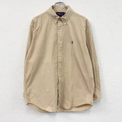 古着 used　90s　Ralph Lauren　ラルフローレン　BLAKE　長袖ボタンダウンシャツ　ベージュ　Lサイズ