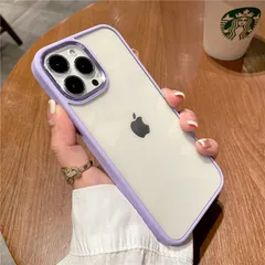 フェミニン シリコン スマホ ケース クリア+パープル iPhone13560230IP13