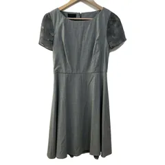 DAKS(ダックス) ワンピース サイズ8 M レディース - グレー クルーネック/半袖/ひざ丈/シースルー