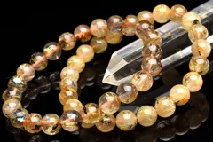 迫力の内包美 ヘマタイトインタイチンルチルクォーツ　8mm　ブレスレット 1個売り パワーストーン 天然石 _B1572-8