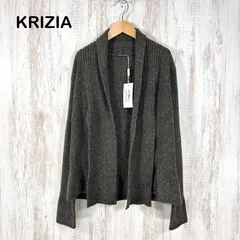 新品未使用 美品 KRIZIA JEANS クリツィアジーンズ サイドスリット アルパカ ウールニット ロングスリーブ カーディガン カーキグリーン レディース 長袖 トップスのサムネイル