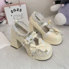 ロリータ シューズ ヒール低め パーティー