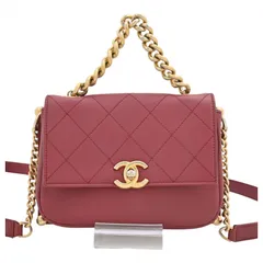 シャネル ココマーク ミニ マトラッセ チェーン ショルダーバッグ 2way ターンロック ボルドー Bランク ch45135bd