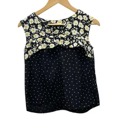 Diagram GRACE CONTINENTAL(ダイアグラム) ノースリーブカットソー サイズ36 S レディース 黒×白×イエロー 花柄/ドット柄