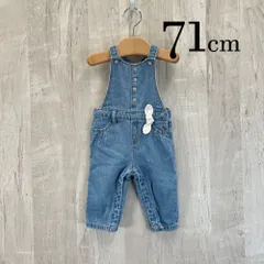 ap10527-3 OBAiBi オバイビ BABY ベビー パンツ 70 9M 71cm ブルー オーバーオール リボン ドット柄 デニム 股ボタン 綿100％ 9ヶ月 OBAÏBIのサムネイル