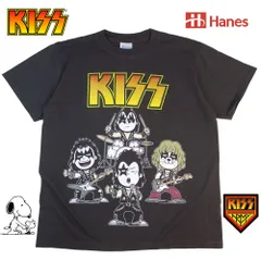 414 KISS キッス Tシャツ 美品 Hanes製 チャコール バンドT PEANUTS ロックT 半袖 ジーンシモンズ ポールスタンレー ROCK メンズ レディース バンT フェス ミュージックT レア 希少 スヌーピー ペアルック 誕生日プレゼント