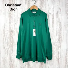 新品未使用 美品 Christian Dior SPORTS クリスチャンディオールスポーツ ワンポイントロゴ ゴルフ刺繡 長袖 ポロシャツ グリーン メンズ トップス