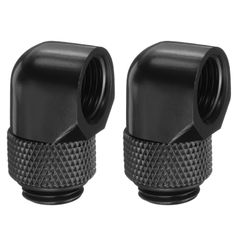 uxcell 2個90度エルボーウォータークーリングアダプターG1/4インチスレッドメスからオスへ コンプレッションコネクターフィッティングコンピュータPCウォータークーリングシステム用 黑 エクステンダーフィッティング