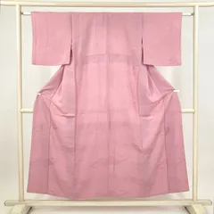 たんす屋 TANSU-YA 着物 リユース着物 小紋 ピンク カジュアル 寄せ模様 地紋織り 袷 絹 未洗い 【身丈】146.5cm【裄丈】59.5cm MS7019