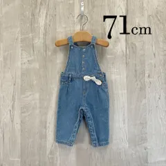 ap10528 OBAiBi オバイビ BABY ベビー パンツ 70 9M 71cm ブルー オーバーオール リボン ドット柄 デニム 股ボタン 綿100％ 9ヶ月 OBAÏBIのサムネイル