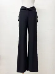 【新品】社交ダンス 黒 フリンジ ラダー サイドカット ワイドパンツb4233