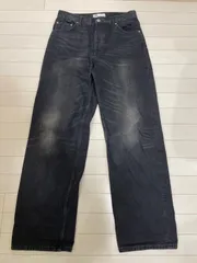 ZARA ブラックデニム メンズM相当 ストレート ヒゲ加工 コットン100%