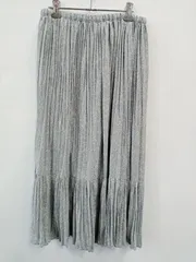 ピB434●AMERICAN HOLIC●アメリカンホリック●ロング⚫︎スカート●プリーツ●総花柄●ウエストドロスト●レディース●sizeM●青