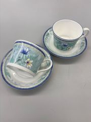 秤屋苑子】ペア カップ＆ソーサー 手描き 日本橋三越・銀座松屋 個展