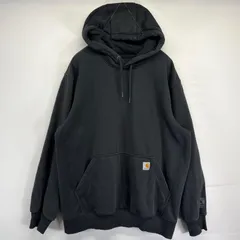 古着 カーハート Carhartt パーカー スウェット プルオーバー  ワンポイントロゴ レインディフェンダー L  ブラック メンズ