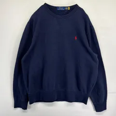 古着 ポロ・ラルフローレン POLO RALPH LAUREN スウェット トレーナー ワンポイントロゴ 両面Vガゼット L  ネイビー メンズ