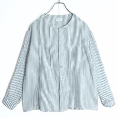 INED イネド ストライプ ドロスト ブラウス 羽織 ジャケット 青白 9号 