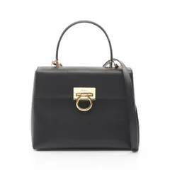 サルヴァトーレフェラガモ Salvatore Ferragamo ハンドバッグ ガンチーニ 2WAY 21 0290 ブラック レザー ガンチーニ 2wayショルダー レディース Used B