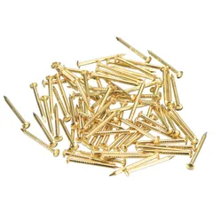 uxcell 木ネジ M1.2 x 15 mm 丸頭ネジ 70個 真鍮製釘 詰め合わせキットDIY固定アクセサリー 木工家具用 真鍮色
