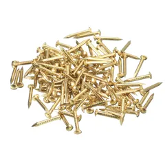 uxcell 木ネジ M1.2 x 10 mm 丸頭ネジ 140個 真鍮製釘 詰め合わせキットDIY固定アクセサリー 木工家具用 真鍮色