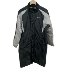 NIKE(ナイキ) コート サイズM メンズ - 黒×グレー 長袖/ジップアップ/中綿/秋/冬