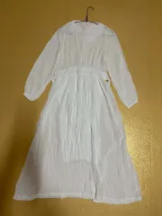 白 ロング ONE PIECE 7分袖 S サイズ
