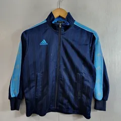 adidas アディダス ジャージ トラックジャケット バックプリント デカロゴ ネイビー ブルー キッズ 130cm  C1039