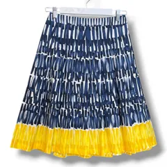 新品 未使用 タグ付き WEEKEND MaxMara ウィークエンドマックスマーラ フレアプリーツスカート ストライプ ひざ丈 15-10-11157 ブルー イエロー サイズ38 レディース 夏 ゴーゴー古着マルイファミリー溝口店 22 No.621のサムネイル