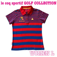 le coq GOLF ルコックゴルフ 半袖 ロゴ刺繍 ボーダー柄 コットン混 ストレッチ ポロシャツ L