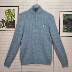 POLO RALPH LAUREN (ポロラルフローレン) 羊毛100% ケーブル編み ケーブル編み ハーフジップ 長袖 セーター XSサイズ