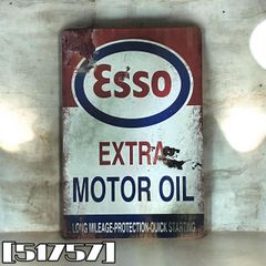 51757］ブリキ看板 エッソ ESSO アメリカ ロゴ プレート オイル 