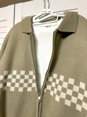 #新品 : CHECKボーダー KARA（カラ） ニット ジップアップ カーディガン