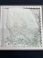 【新品/箱付】銀座和光 WAKO ハンカチーフ レース 花柄 刺繍 ホワイト