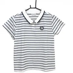 【超美品】アンパスィ 半袖ポロシャツ 白×ネイビー ボーダー ワッペン レディース M ゴルフウェア and per se