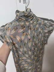 (新品) ZARA レディース タートルネック シースルー ブラウス S サイズ