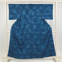 たんす屋 TANSU-YA 着物 リユース着物 紬 青 カジュアル 細縦縞 袷 絹 未洗い 【身丈】153cm【裄丈】62cm MS7009