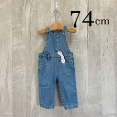 ap10529-3 OBAiBi オバイビ BABY ベビー パンツ 70 12M 74cm ブルー オーバーオール リボン ドット柄 デニム 股ボタン 綿100％ 12ヶ月 OBAÏBIのサムネイル