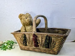 イギリス アンティーク ハンドメイド バスケット 横幅38cm