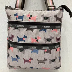 1463　LeSportsac　レスポートサック　ワンショルダーバック　肩掛け　斜めがけ 犬　ベージュ系　ショルダー紐調節可能　3連ショルダー　ポシェット