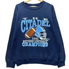 90年代 USA製 フットボール カレッジプリントスウェット トレーナー ネイビー 紺 アメフト メンズL 古着 90s ヴィンテージ ビンテージ【スウェット】MS231