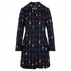 Cd2 《極美品》 CHANEL シャネル CCボタン ツイード ステンカラーコート CC Tweed Soutien Collar Coat P42157 サイズ36 ネイビー フランス製t18r
