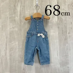 ap10530 OBAiBi オバイビ BABY ベビー パンツ 60 6M 68cm ブルー 青 オーバーオール リボン ドット柄 デニム 股ボタン 綿100％ 6ヶ月 OBAÏBIのサムネイル
