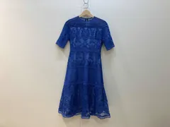 CELFORD セルフォード オーナメント刺繍レースワンピース 半袖ワンピース サイズ38 青 ブルー ナイロン ポリエステル レディース シアー